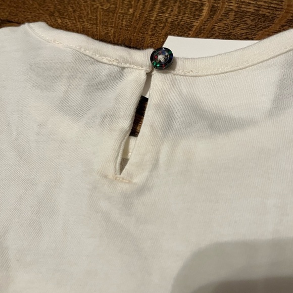 J. Crew Crewcuts Girls Long-Sleeve Ruffle-Shoulder Top | Ivory | Size XS (4-5) - Picture 7 of 8